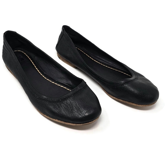 Frye Carson Textured Leather Ballet Flats Black Women's 9 - Picture 1 of 10